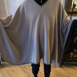 TSE Double Face Cashmere Poncho Charcoal/Beige